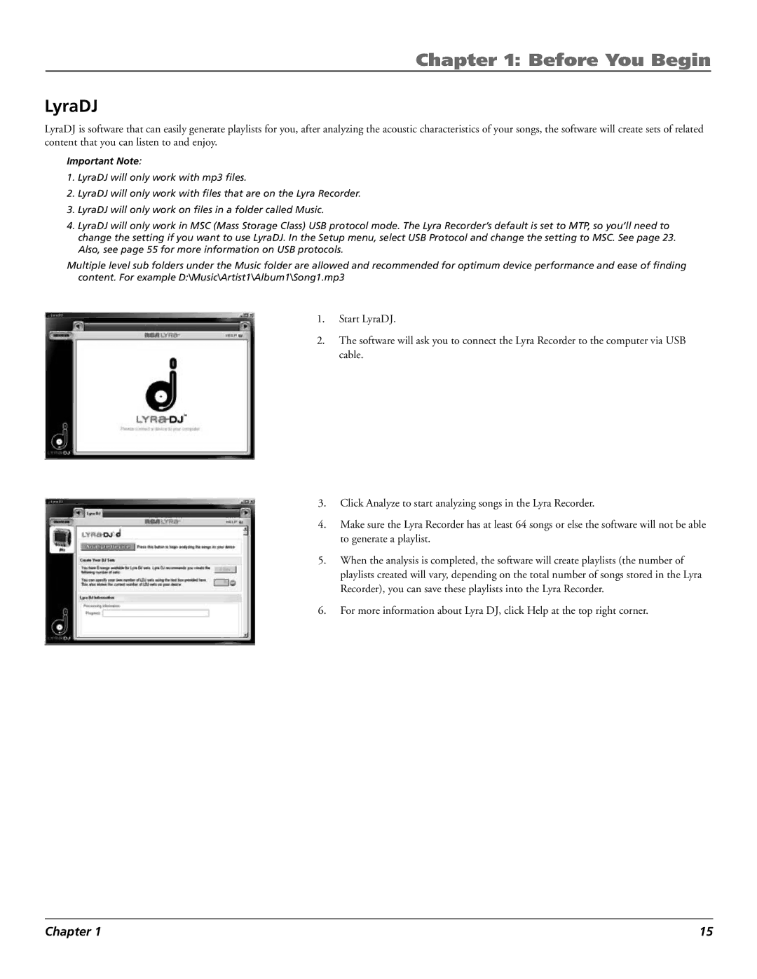 RCA X3030 manual LyraDJ, Important Note 