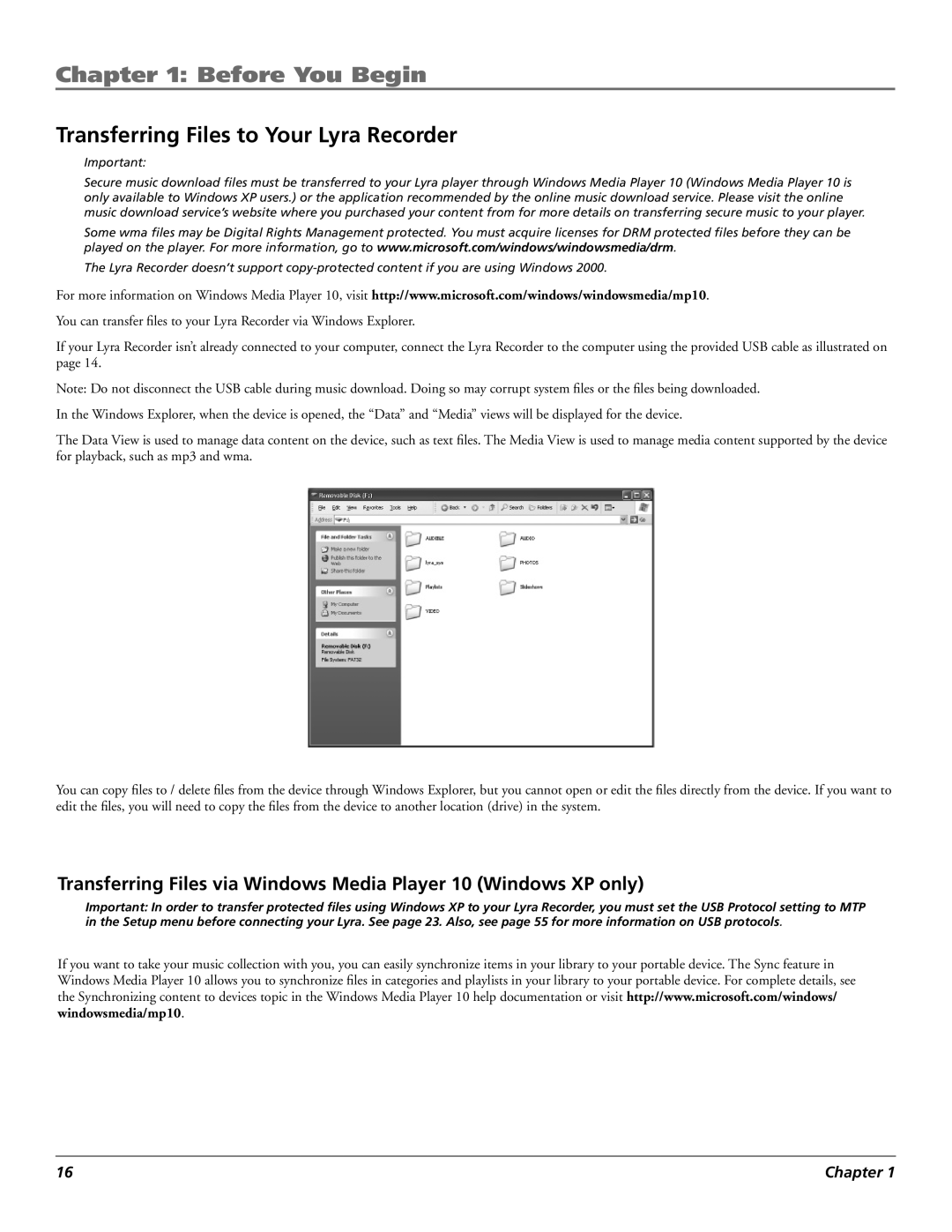 RCA X3030 manual Transferring Files to Your Lyra Recorder 