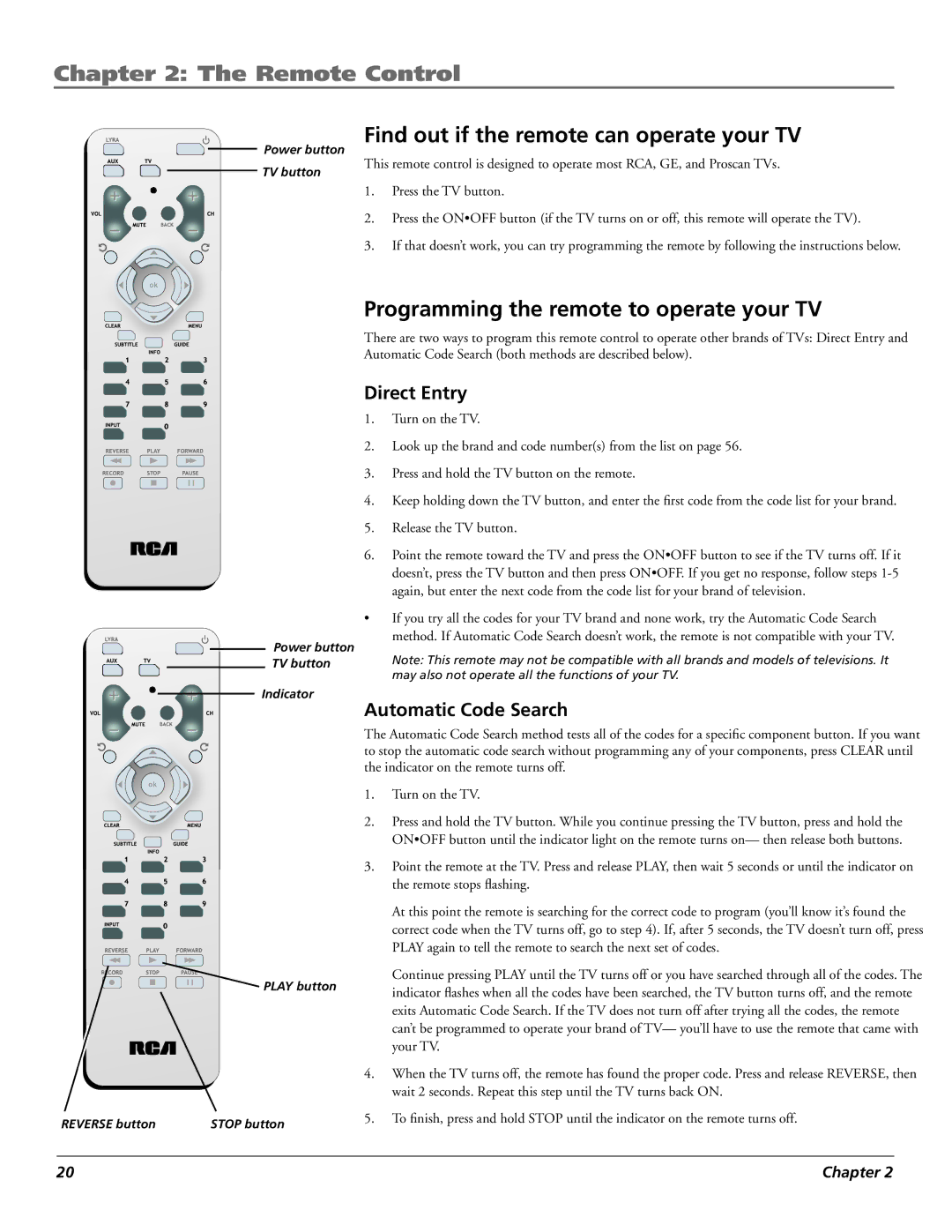 RCA X3030 manual Find out if the remote can operate your TV, Programming the remote to operate your TV, Direct Entry 