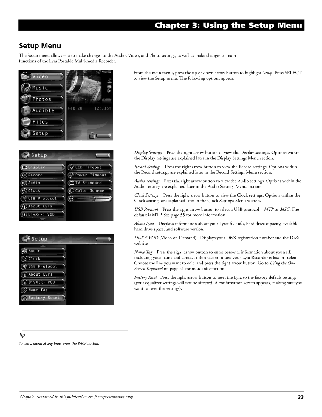 RCA X3030 manual Using the Setup Menu 