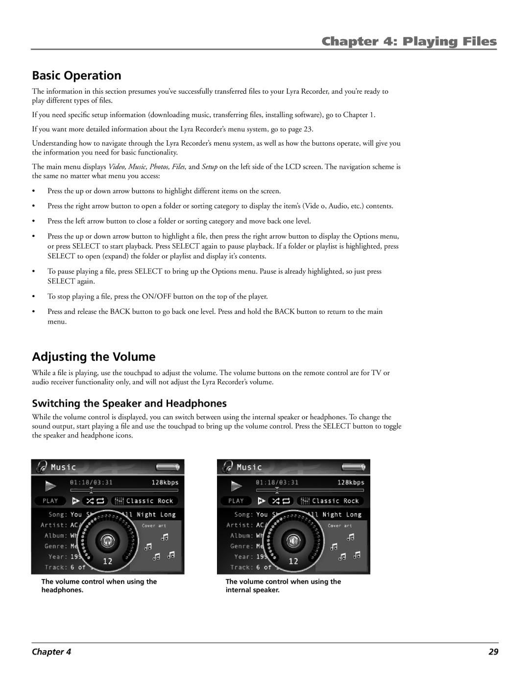 RCA X3030 manual Basic Operation, Adjusting the Volume, Switching the Speaker and Headphones 