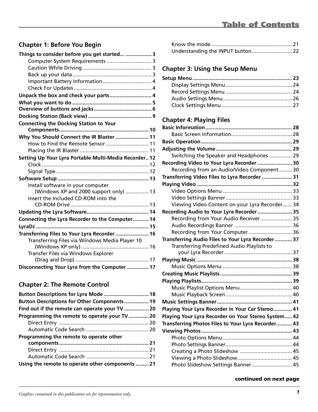 RCA X3030 manual Table of Contents 