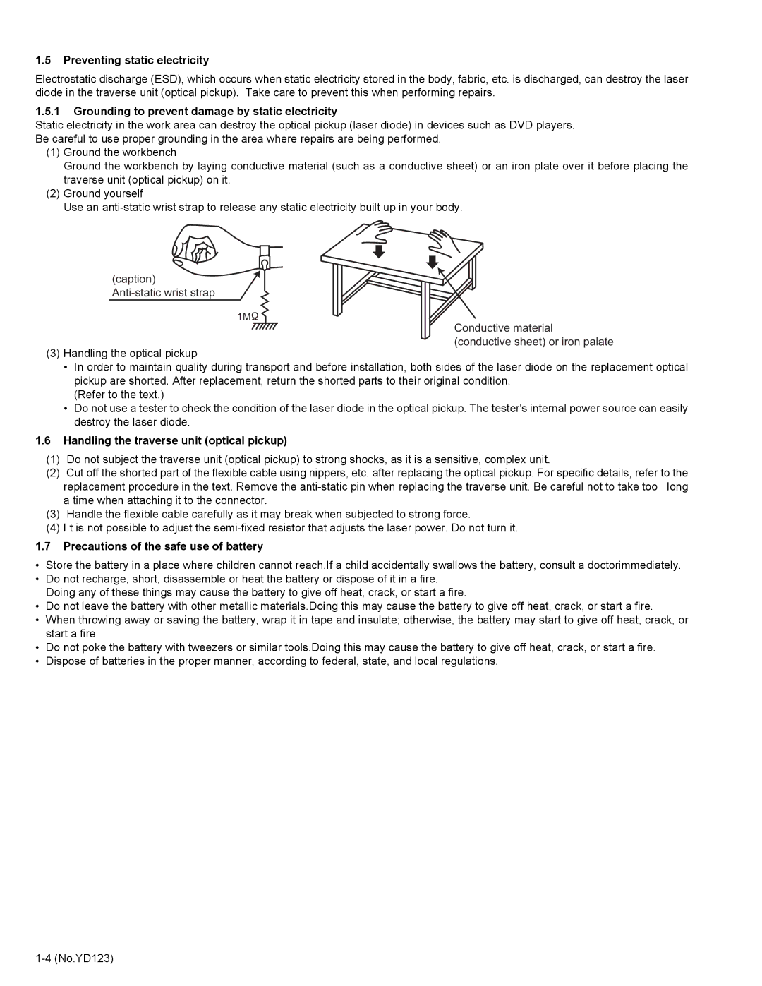 RCA XV-N350BEU, XV-N352SEY, XV-N352SEU Preventing static electricity, Grounding to prevent damage by static electricity 