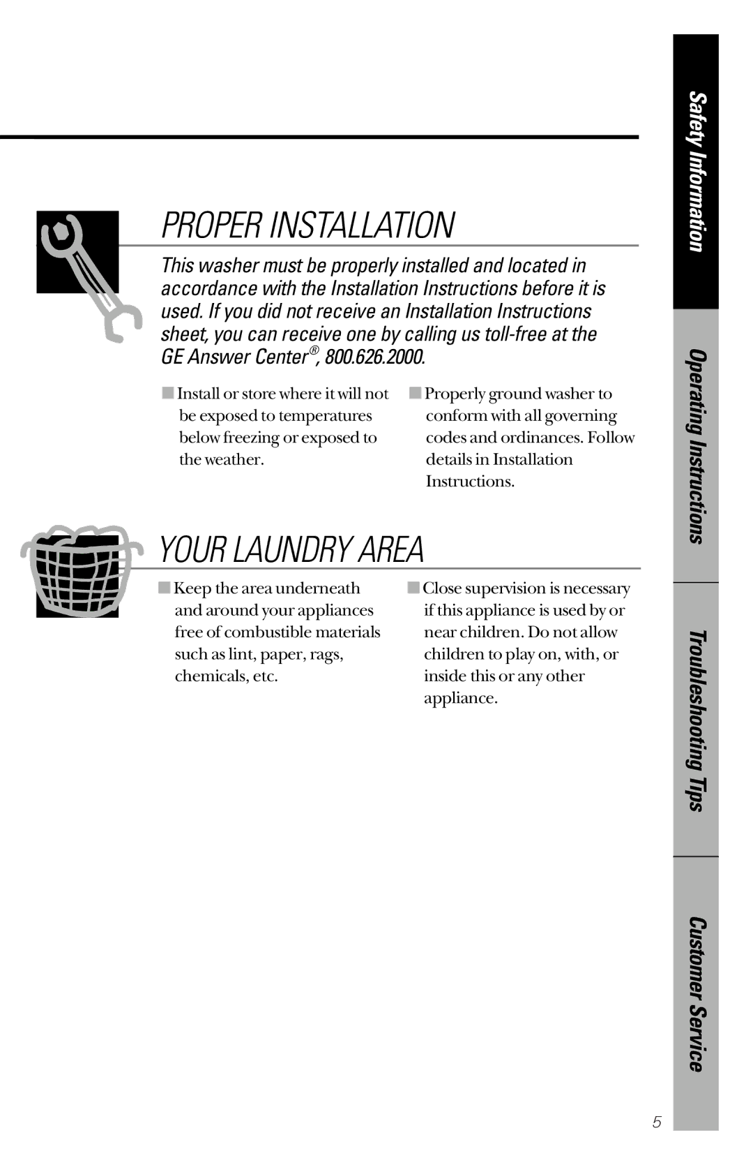 RCA YBXR1060 owner manual Proper Installation, Your Laundry Area 