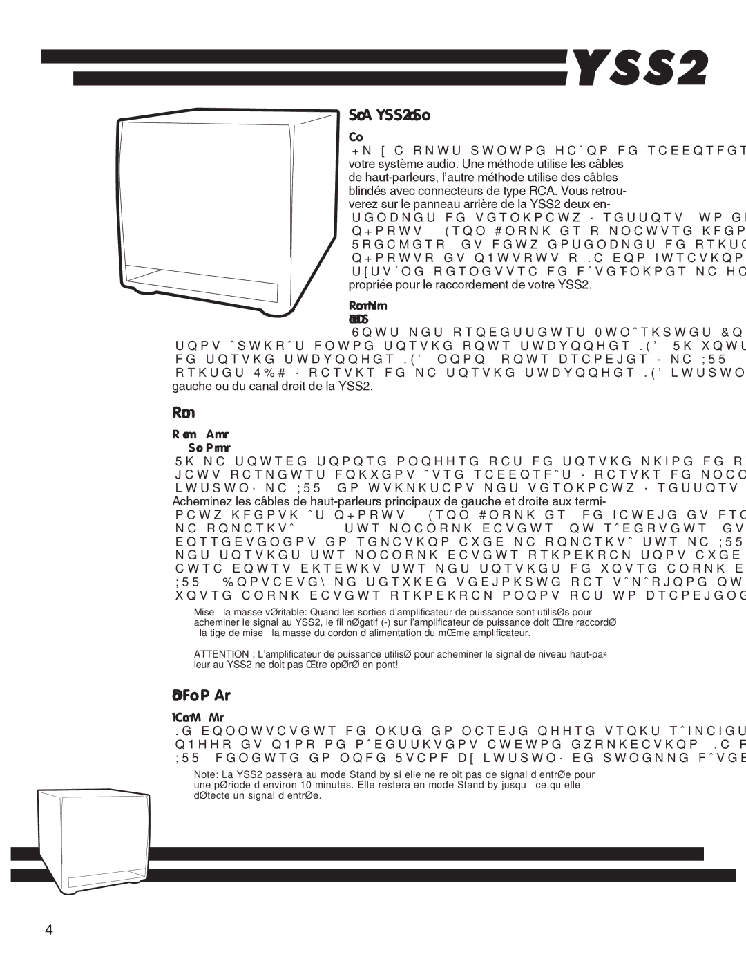 RCA YS1052 owner manual Raccordement d’un système Numérique Dolby ou DTS, Commutateur de Mise en Marche 