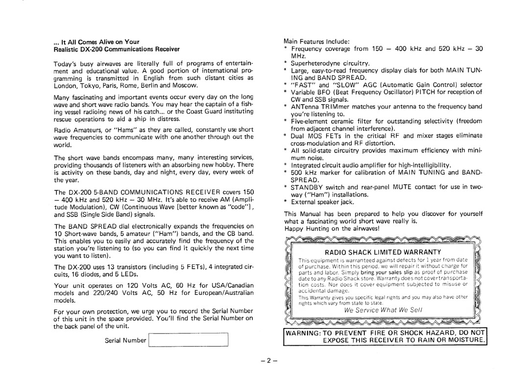 Realistic DX-200 manual 