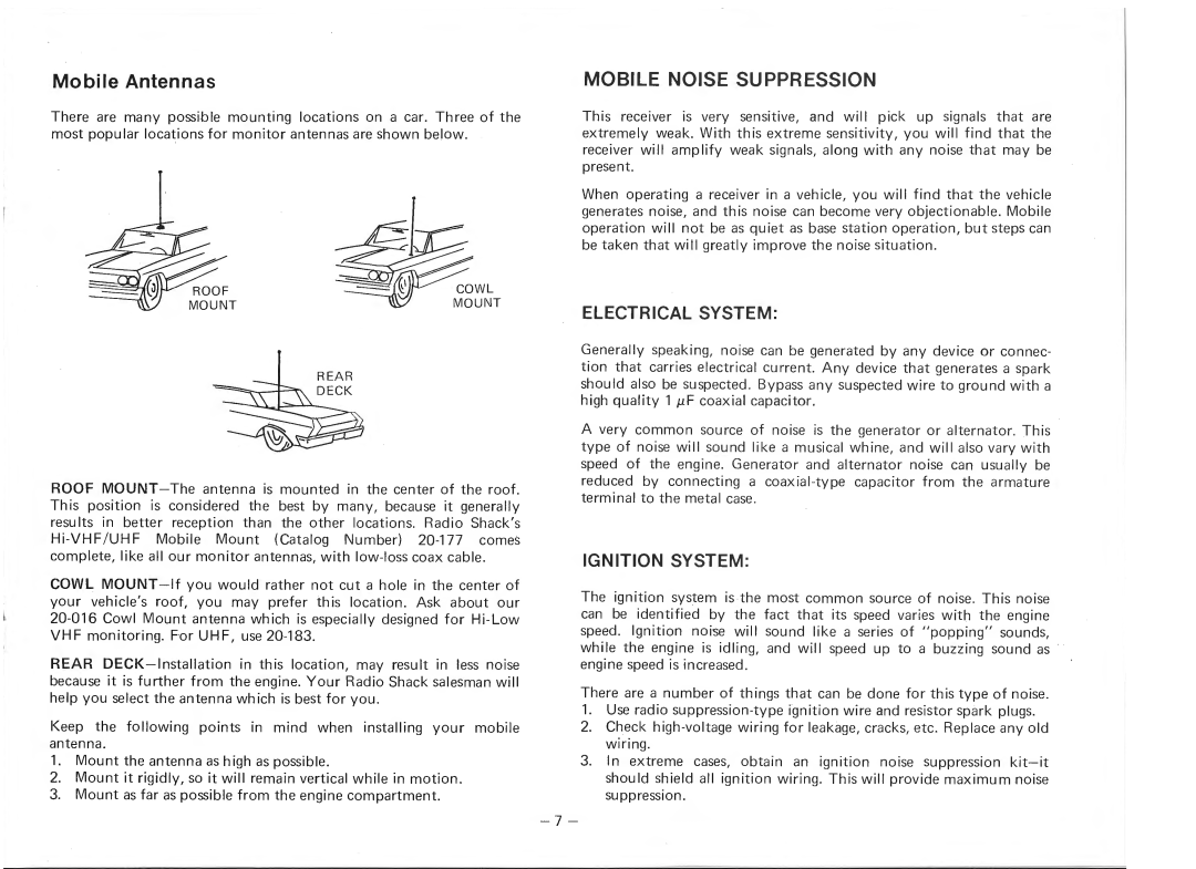 Realistic PRO-16A manual Electrical System, Ignition System 