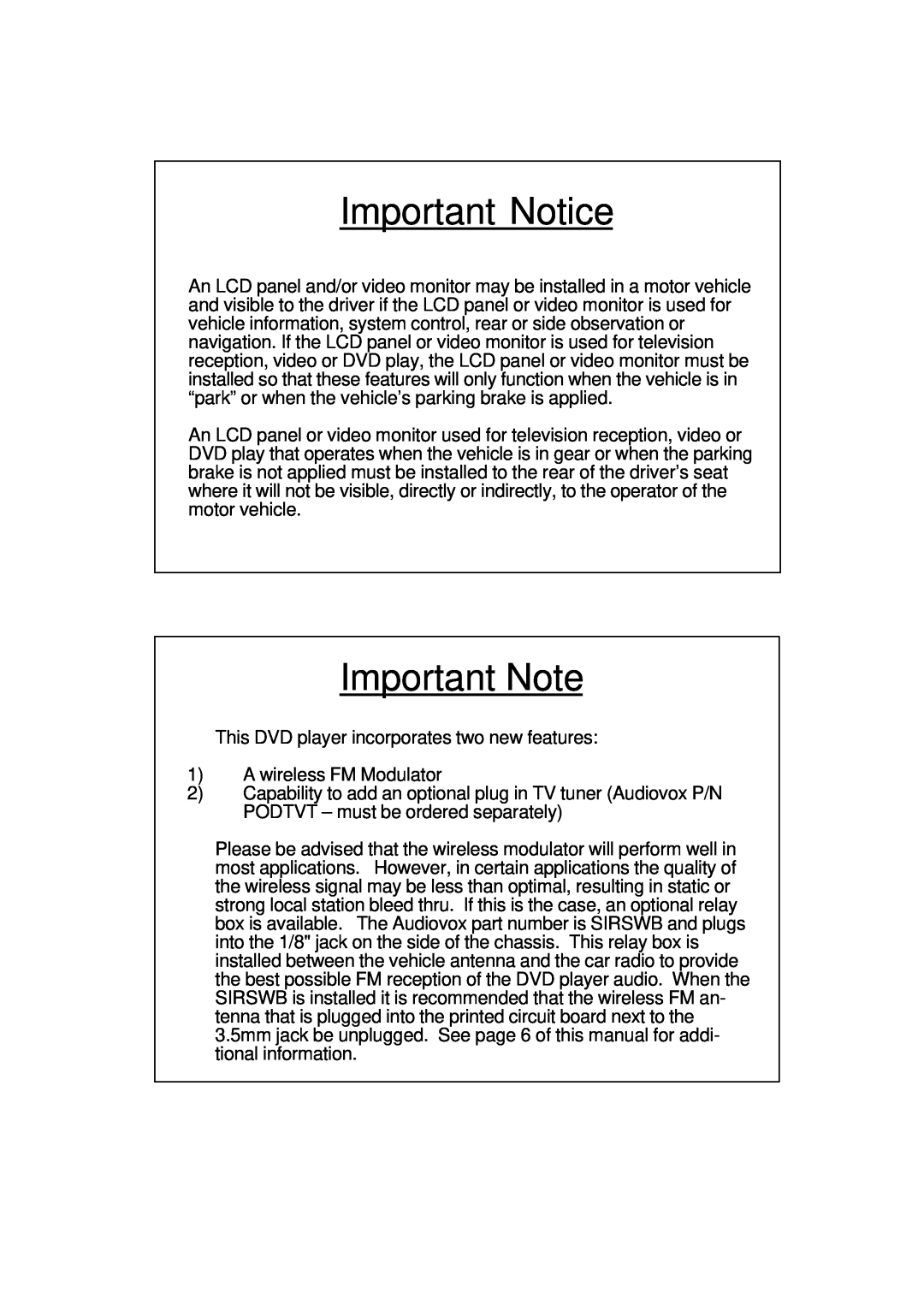 Recoton/Advent ADV350B, ADV350S, ADV350P manual Important Notice, Important Note 