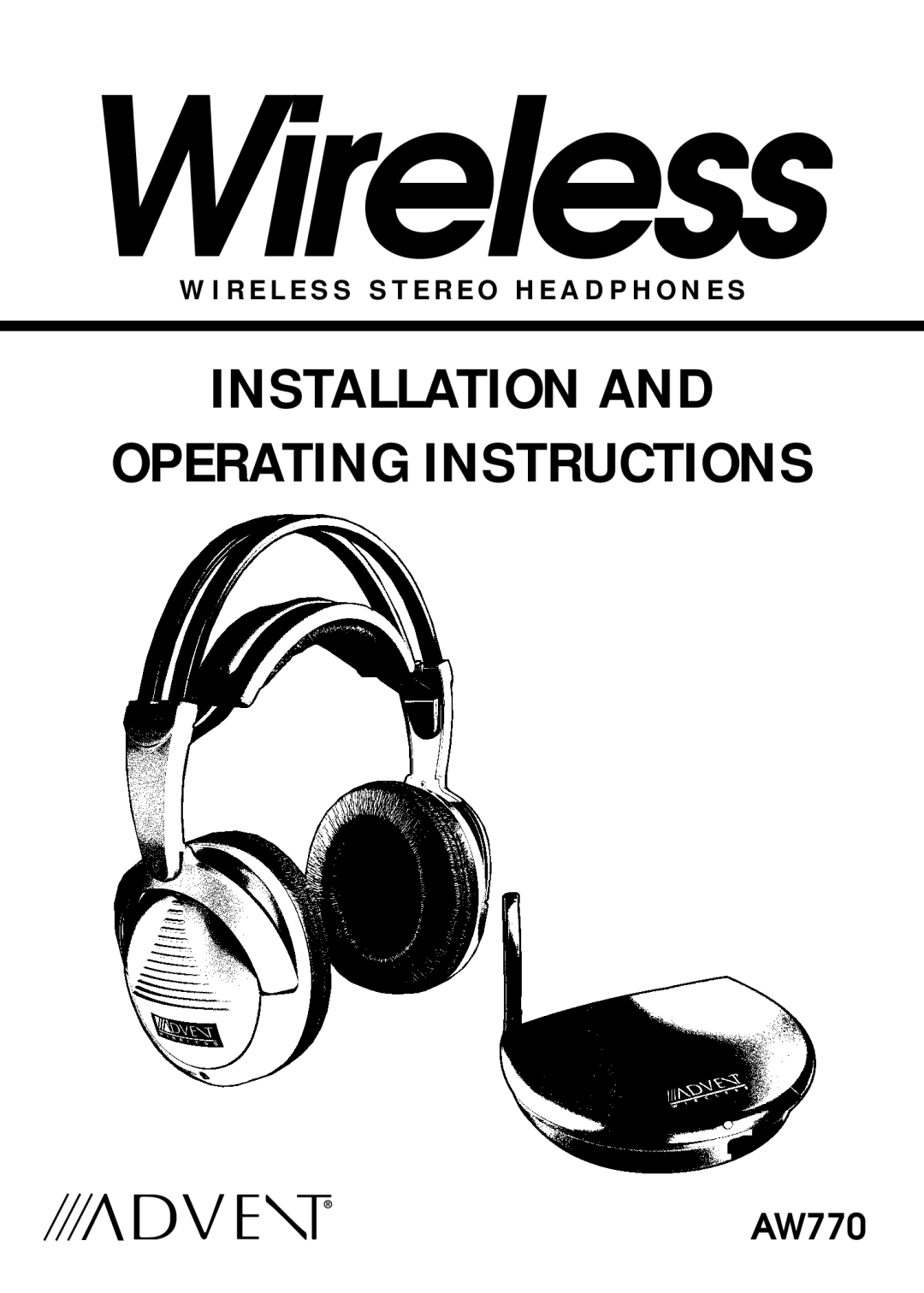 Recoton/Advent AW770 manual Wireless 