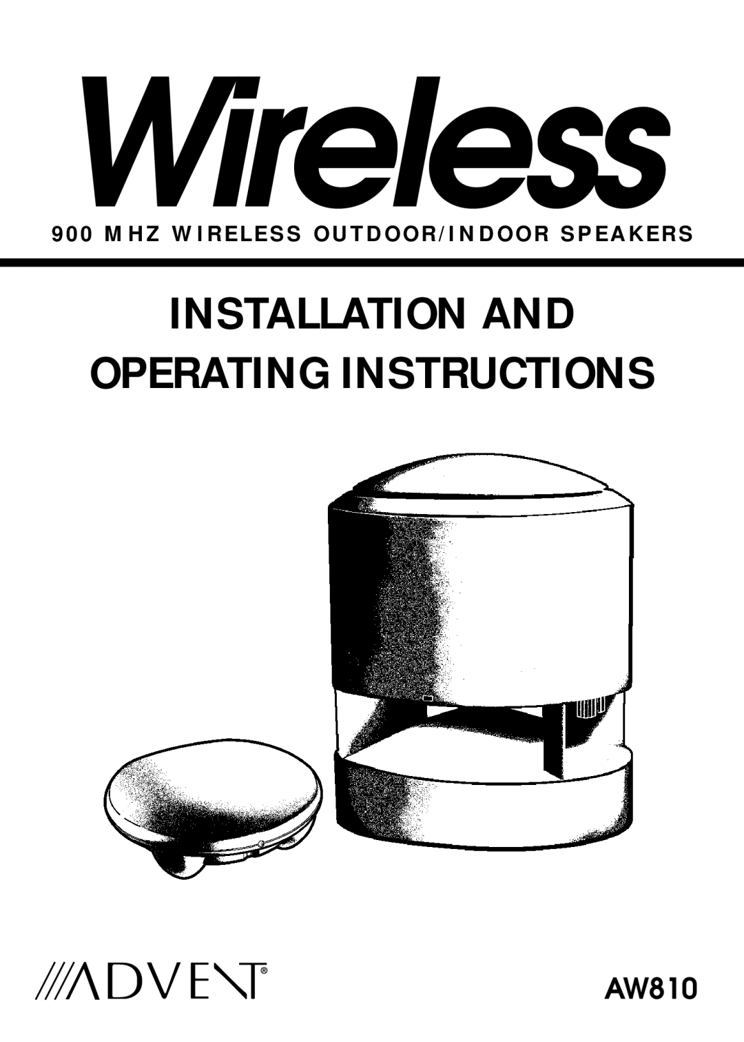 Recoton/Advent AW810 operating instructions Wireless 