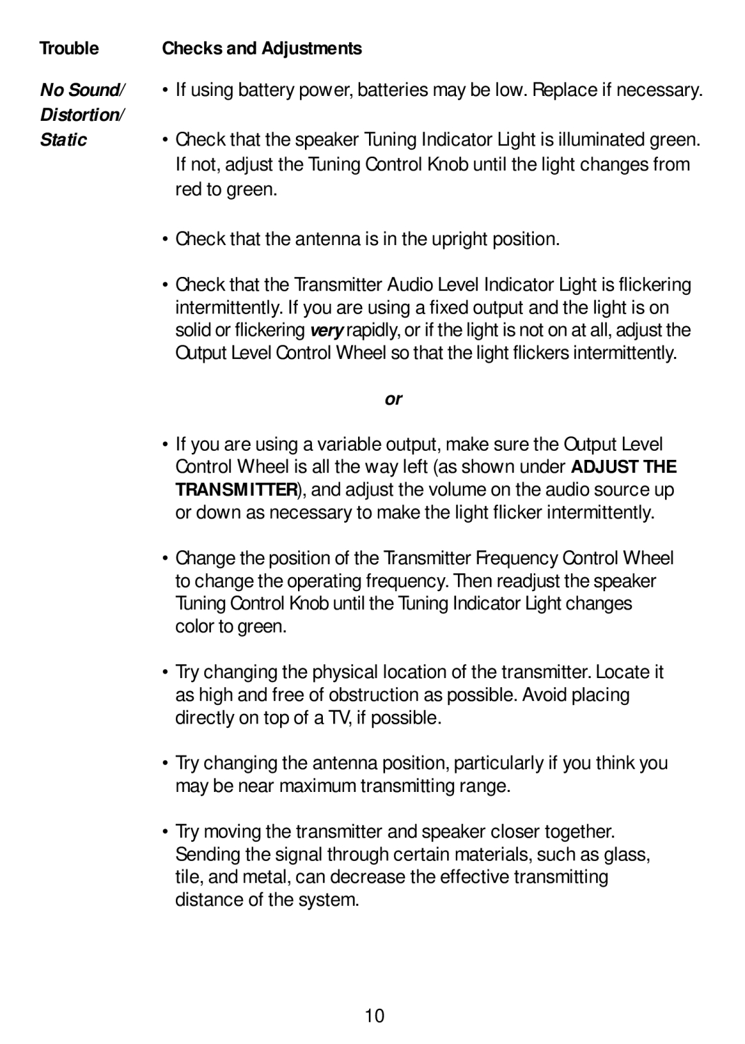 Recoton/Advent AW810 operating instructions Distortion 