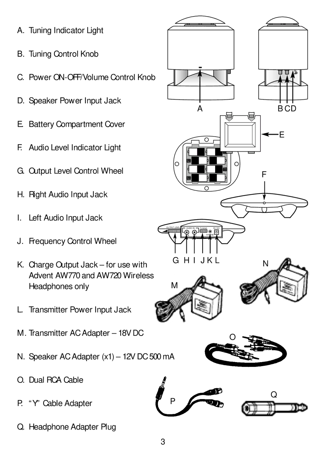 Recoton/Advent AW810 operating instructions I J K Ln M 