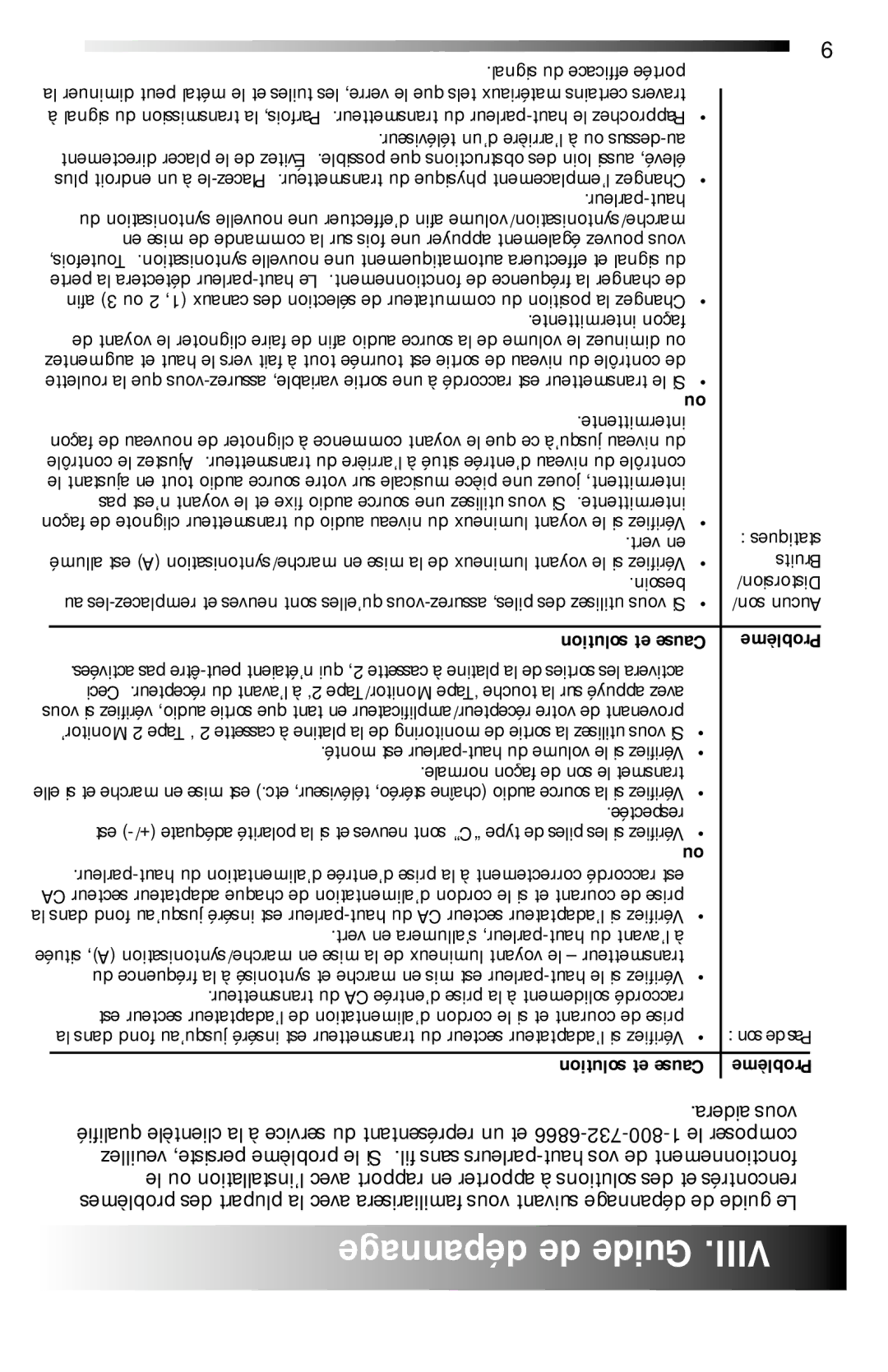 Recoton/Advent AW811 operation manual Pannage é d Guide, Aidera vous 