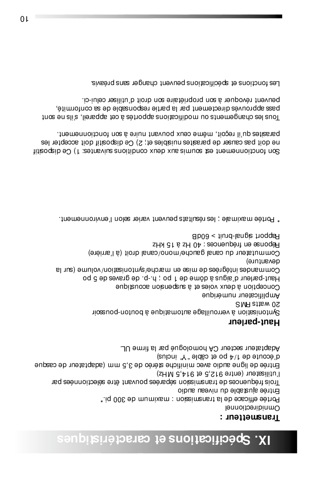 Recoton/Advent AW811 Ristiques é Caract Cifications é Sp, Avisépr sans changer peuvent cificationsésp et fonctions Les 