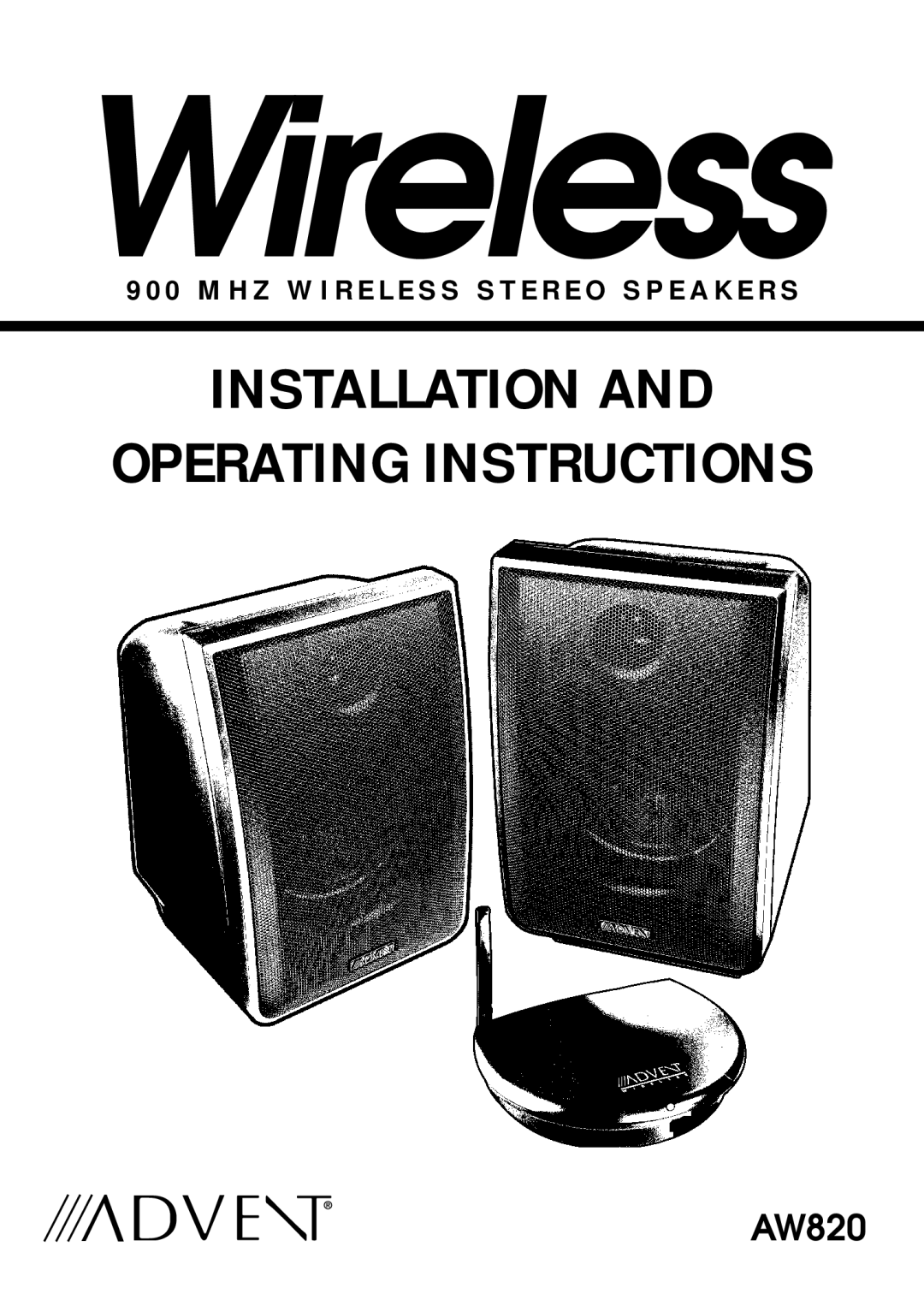 Recoton/Advent AW820 manual Wireless 