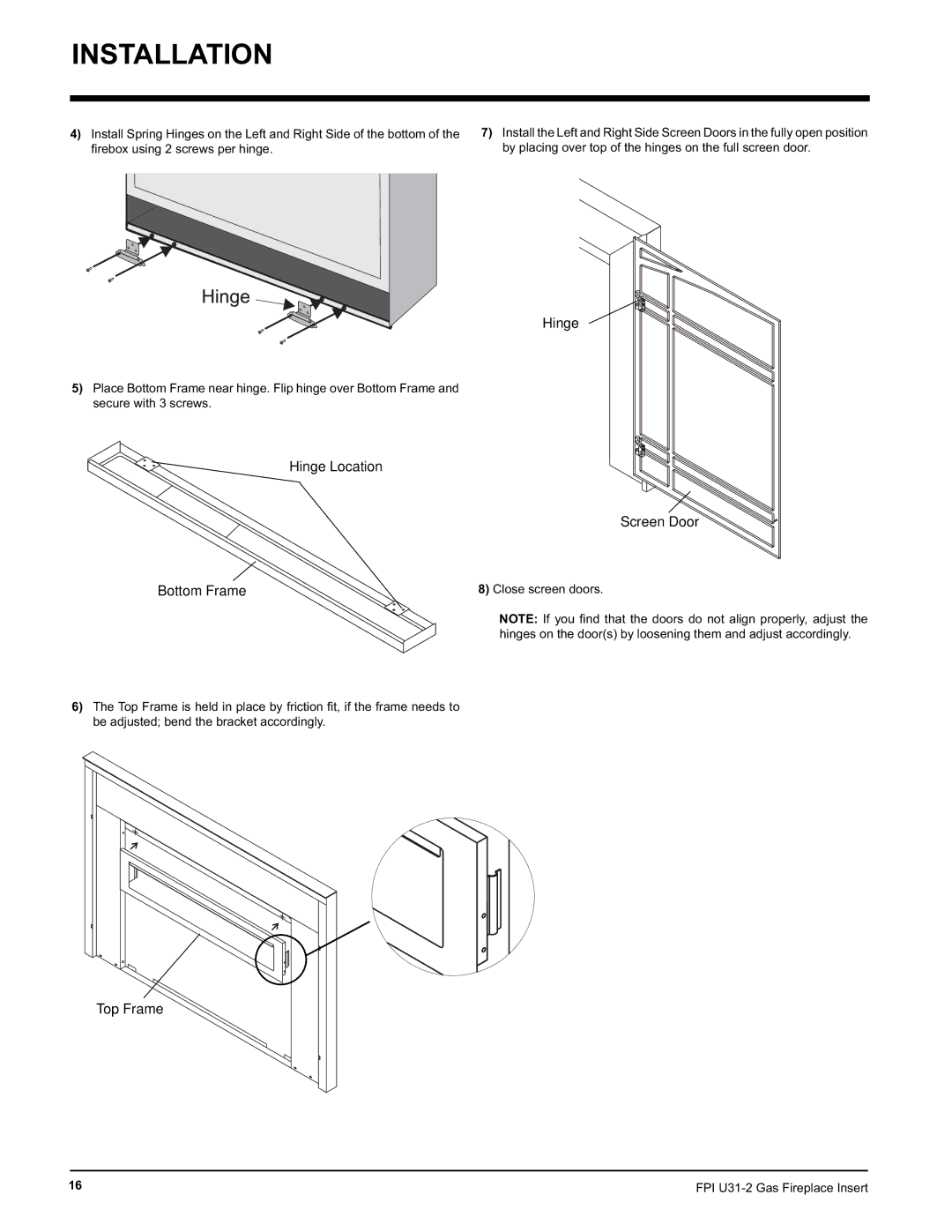 Recoton/Advent U31-NG2, U31-LP2 installation manual Bottom Frame 