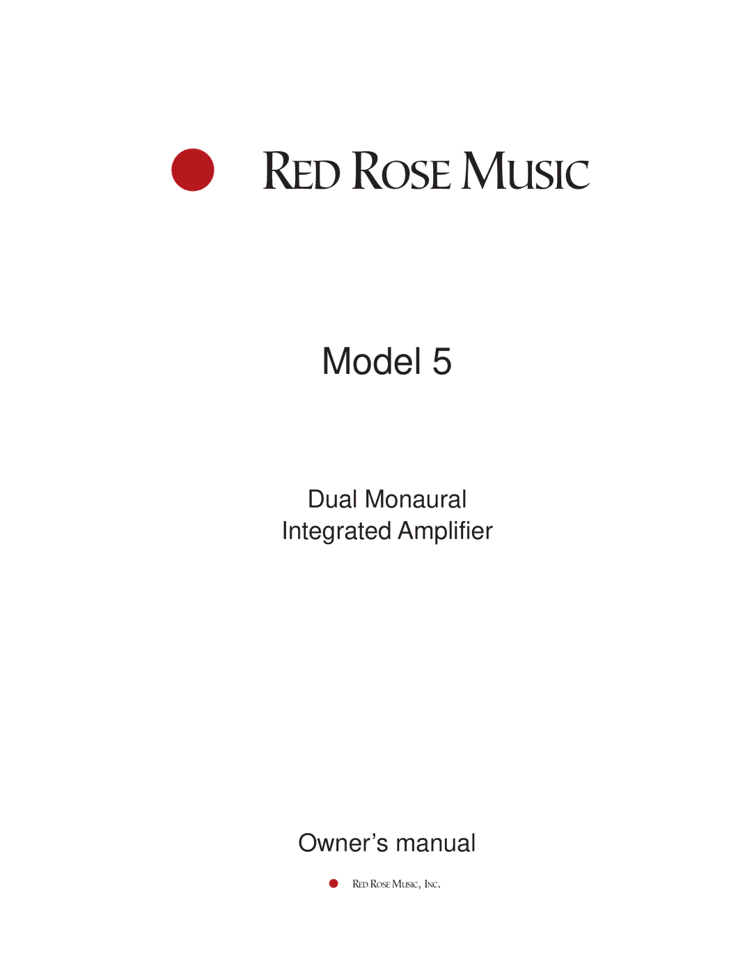 Red Rose Music 5 owner manual RED Rose Music 