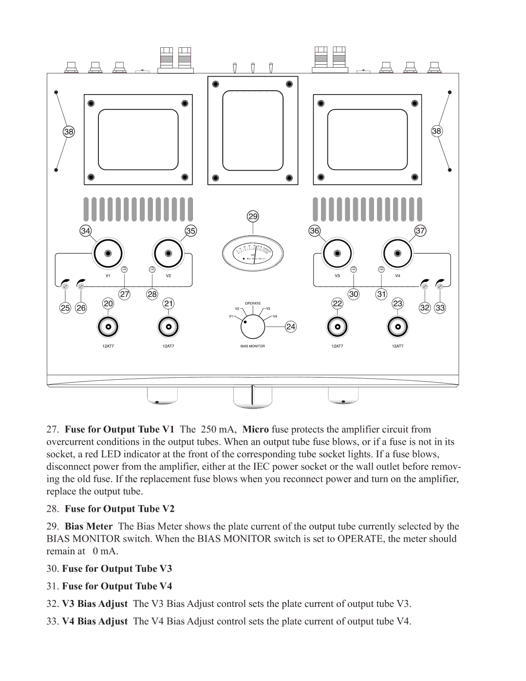 Red Rose Music 5 owner manual Fuse for Output Tube 