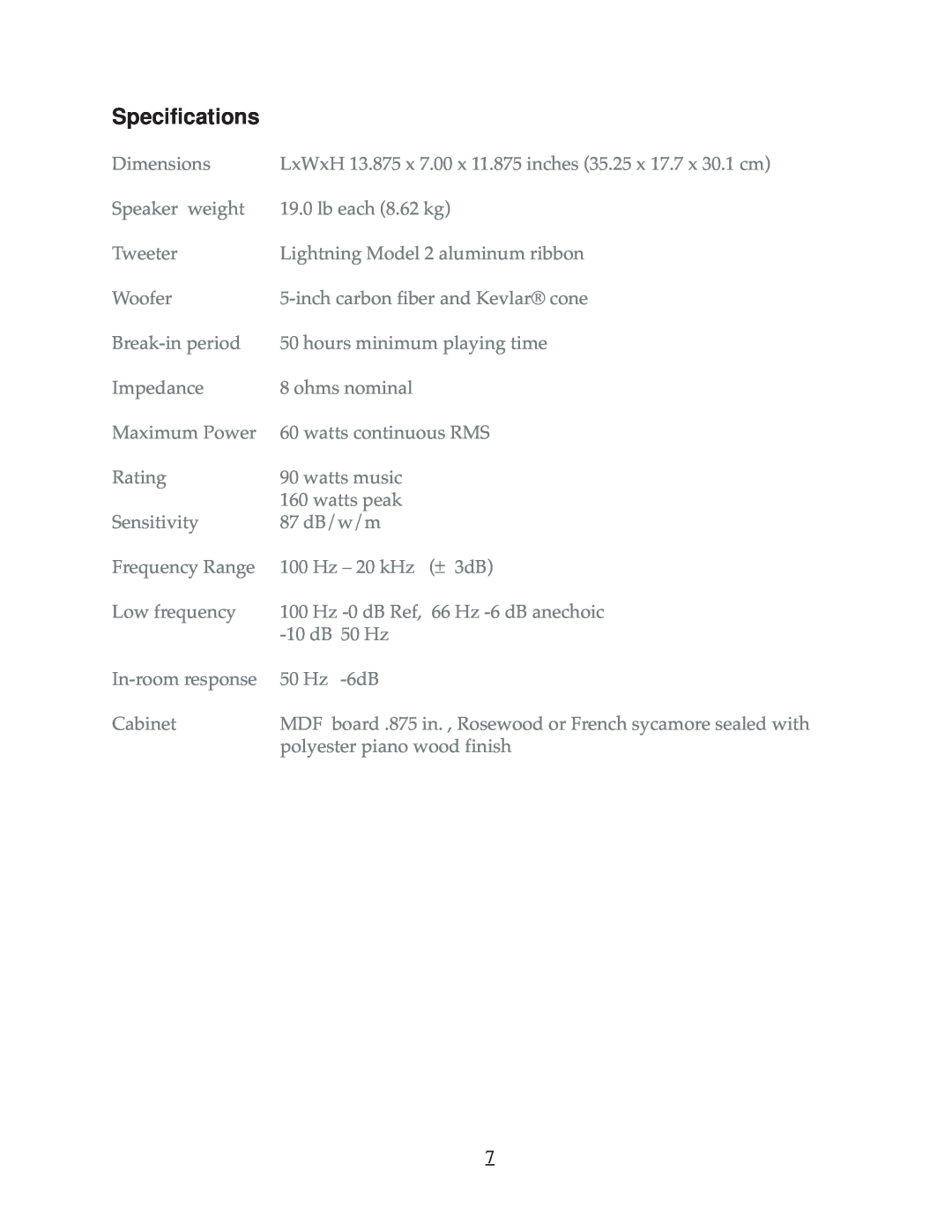 Red Rose Music MK II owner manual Specifications 