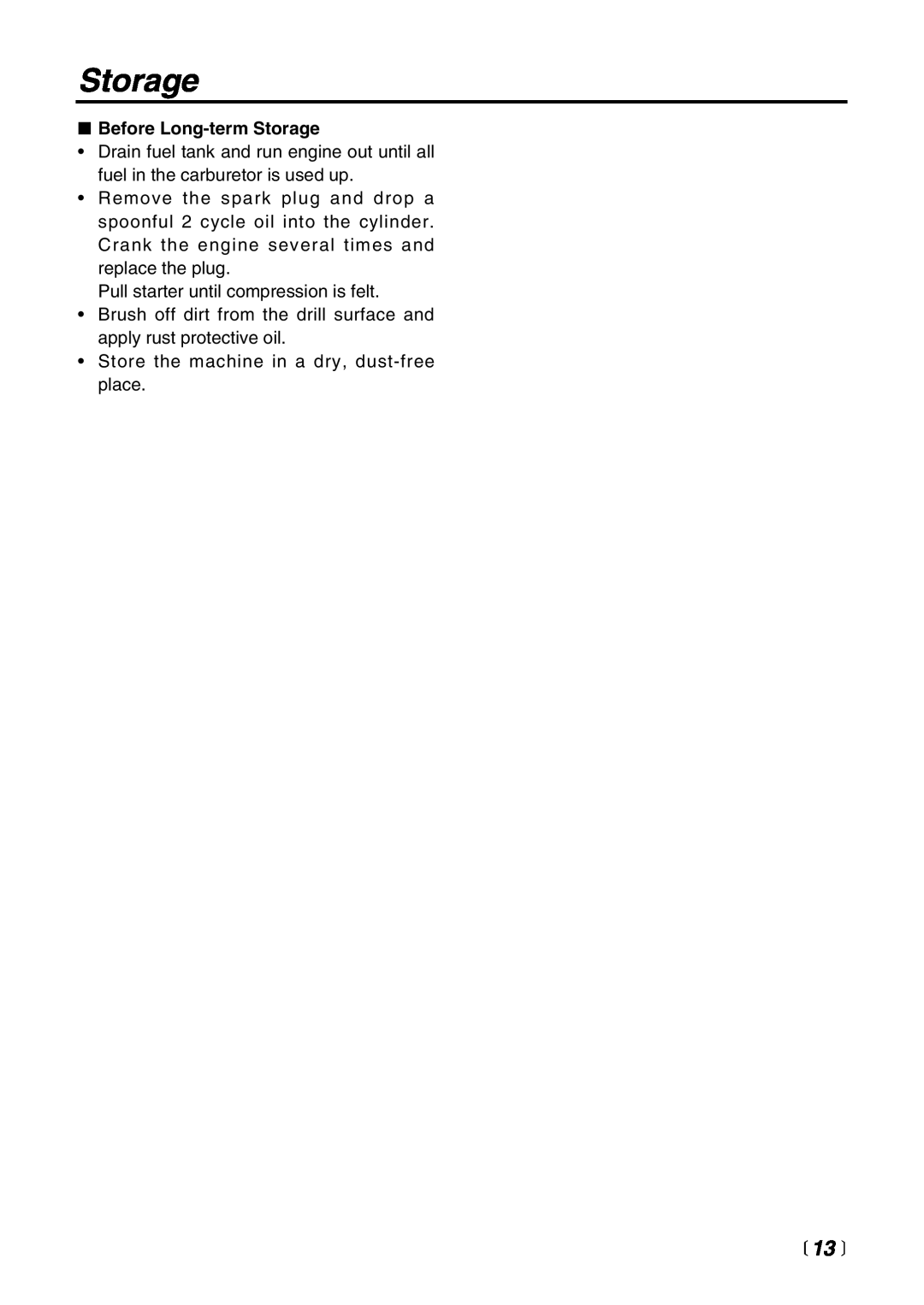 RedMax AG2300 manual  13 , Before Long-term Storage 