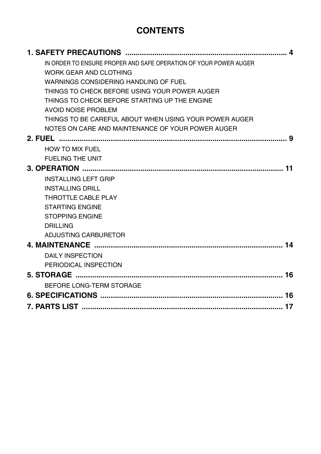 RedMax AG4300 manual Contents 