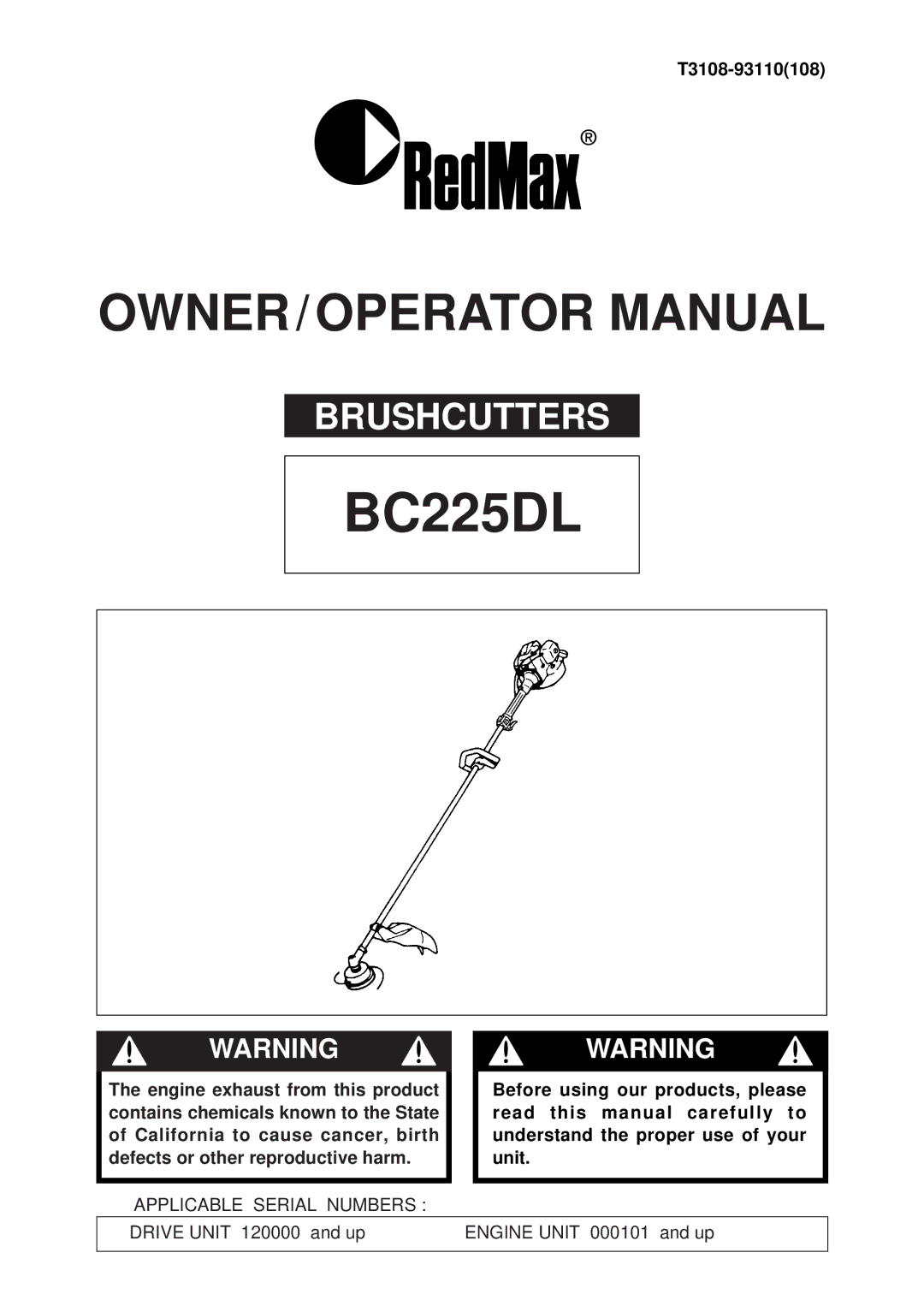 RedMax BC225DL manual 