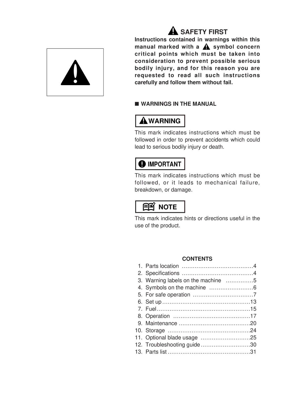 RedMax BC225DL manual Safety First 