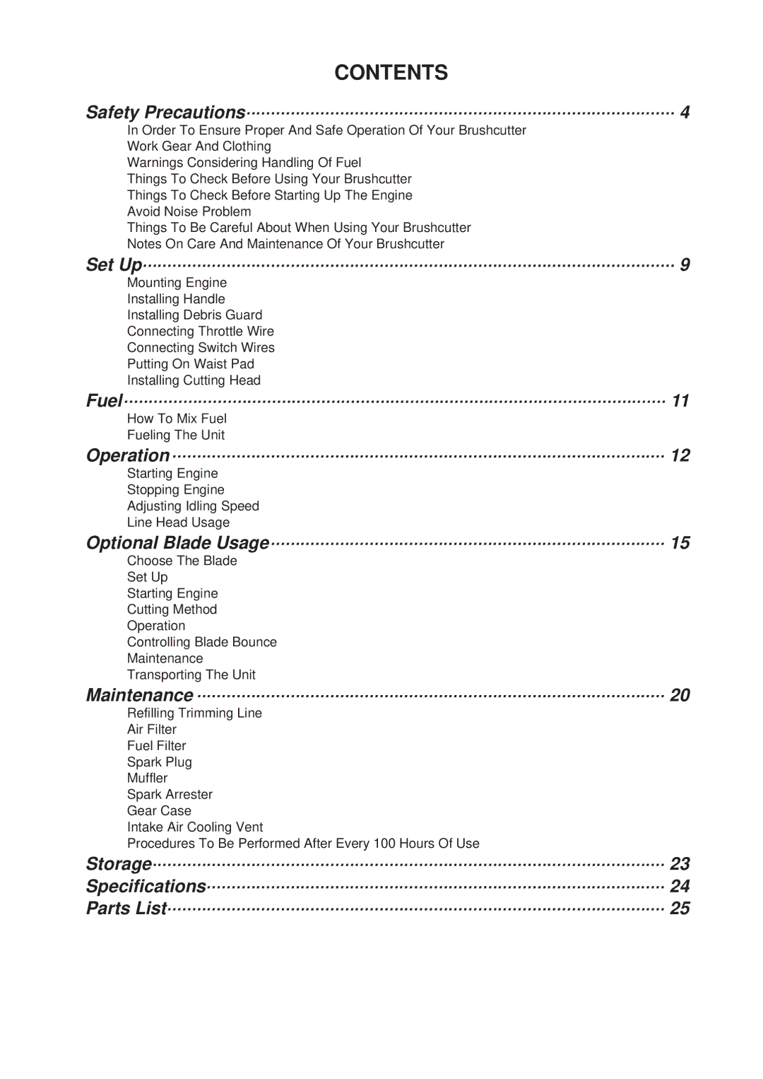 RedMax BC4401DW, BC3401DL manual Contents 