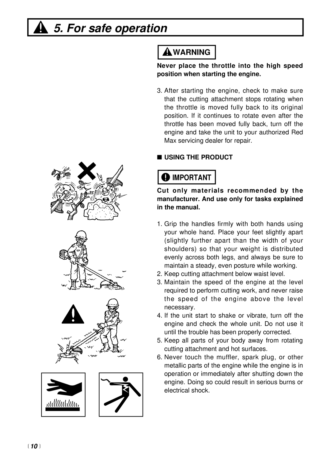 RedMax BCX2600S manual Using the Product 