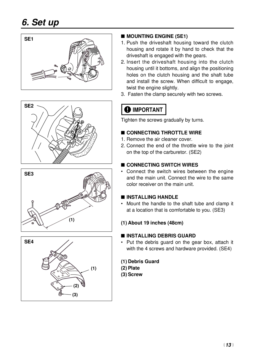 RedMax BCX2600S manual Set up 