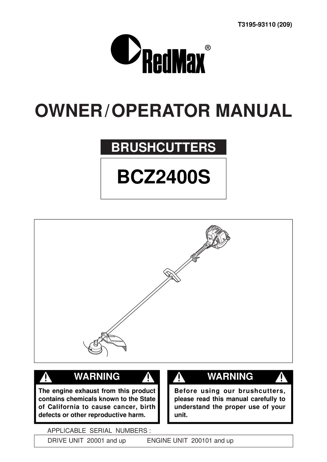 RedMax BCZ2400S manual 