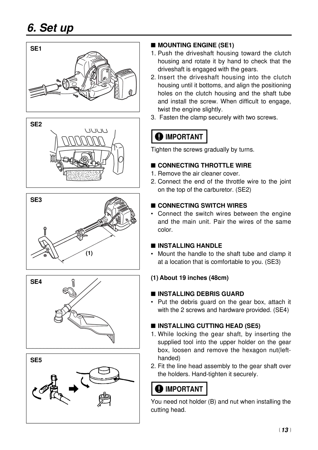 RedMax BCZ2400S manual Set up, 13  