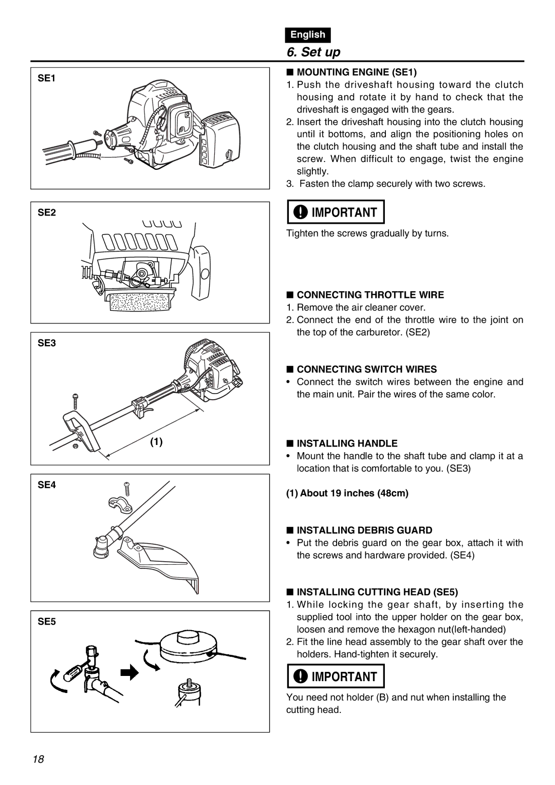 RedMax BCZ2401S-CA manual Set up 