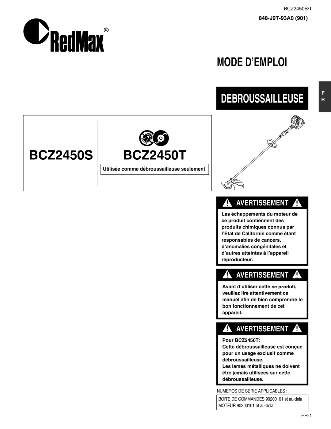 RedMax BCZ2450S, BCZ2450T manual Mode D’EMPLOI 