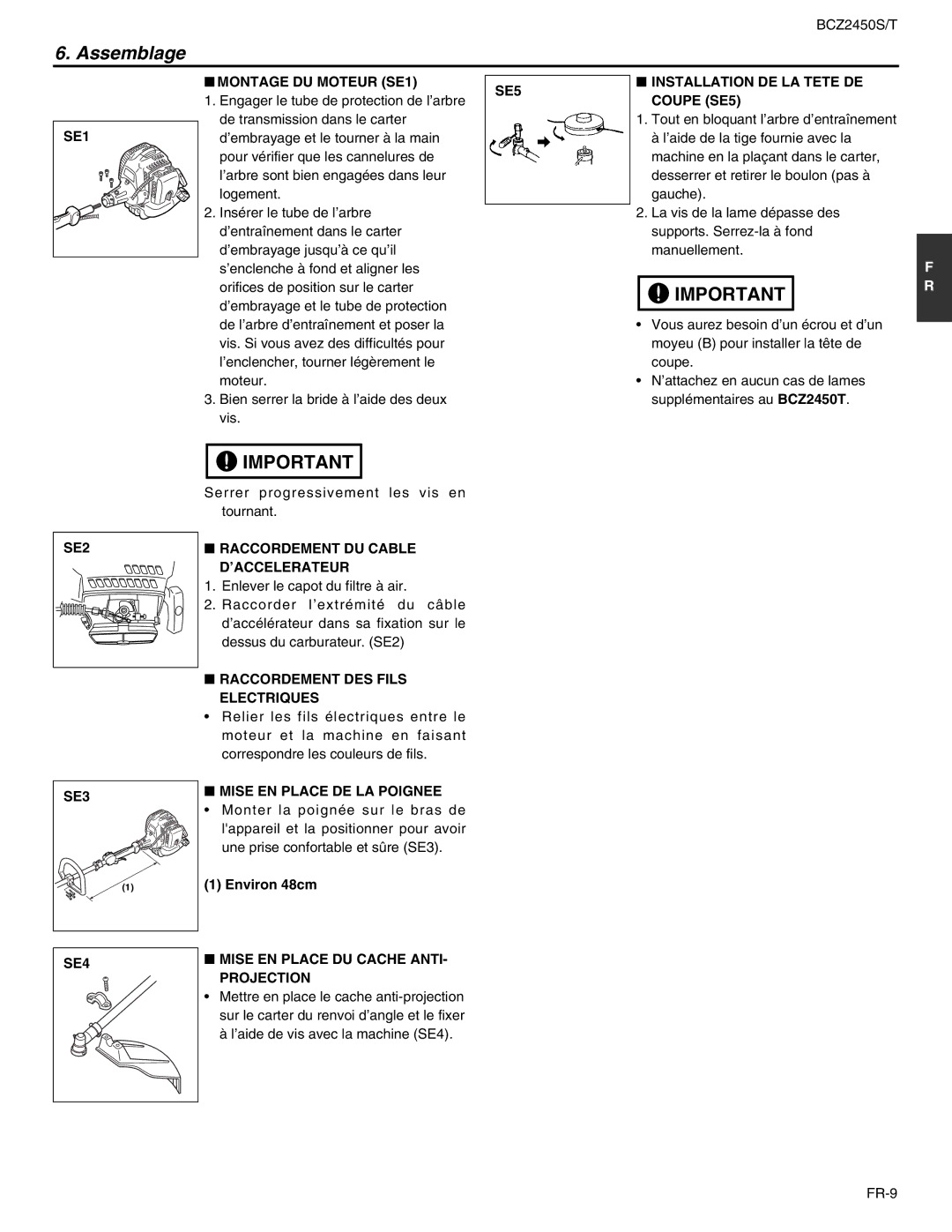 RedMax BCZ2450S, BCZ2450T manual Assemblage 