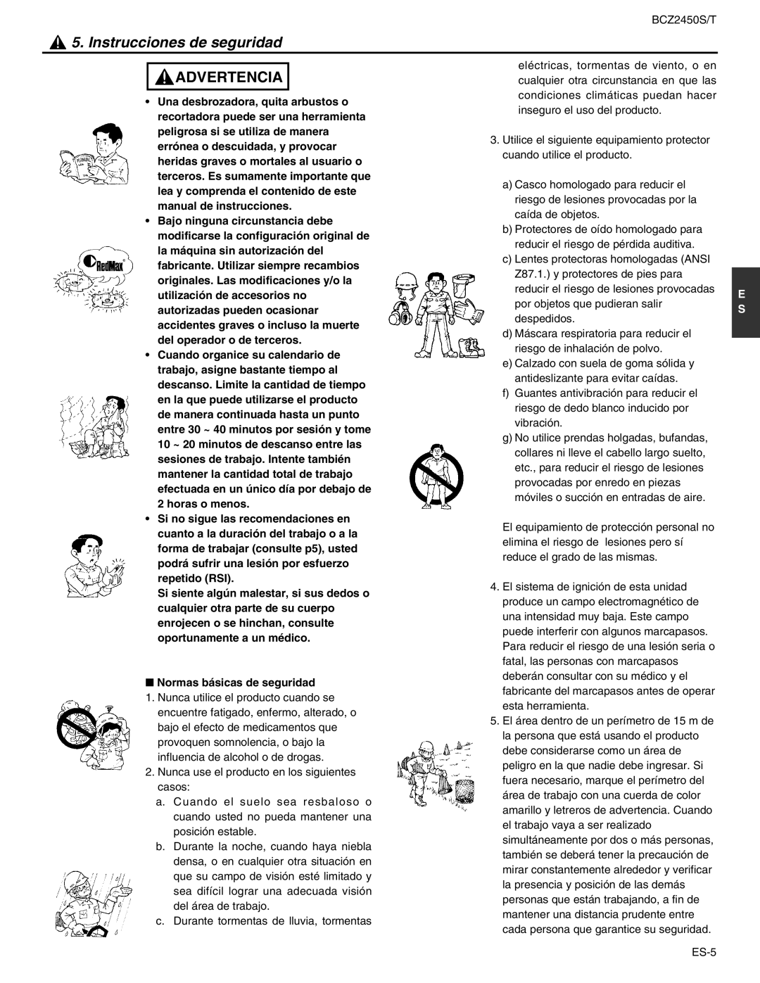 RedMax BCZ2450S, BCZ2450T manual Instrucciones de seguridad 