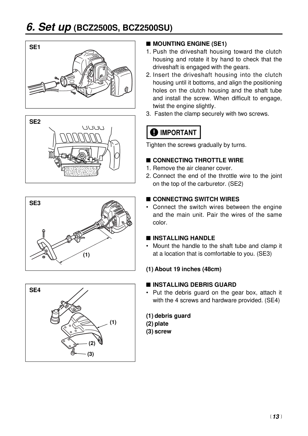 RedMax BCZ2500SU, BCZ2500SW manual  13  