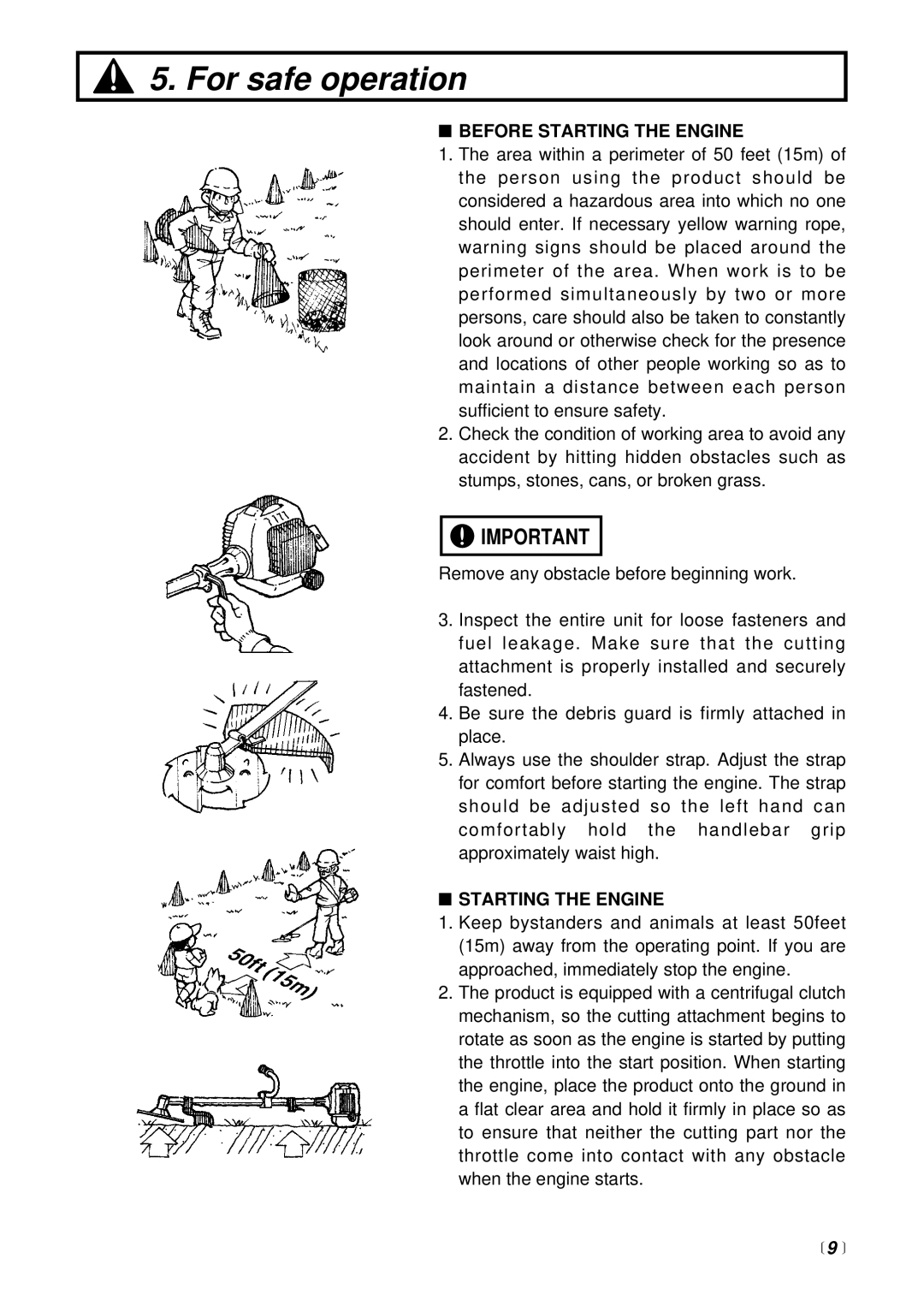 RedMax BCZ2500SU, BCZ2500SW manual Before Starting the Engine,  9  