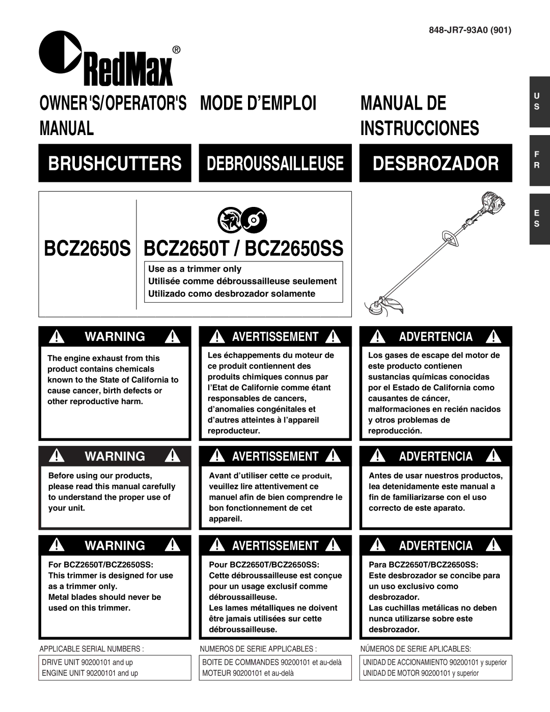 RedMax manual BCZ2650S BCZ2650T / BCZ2650SS 