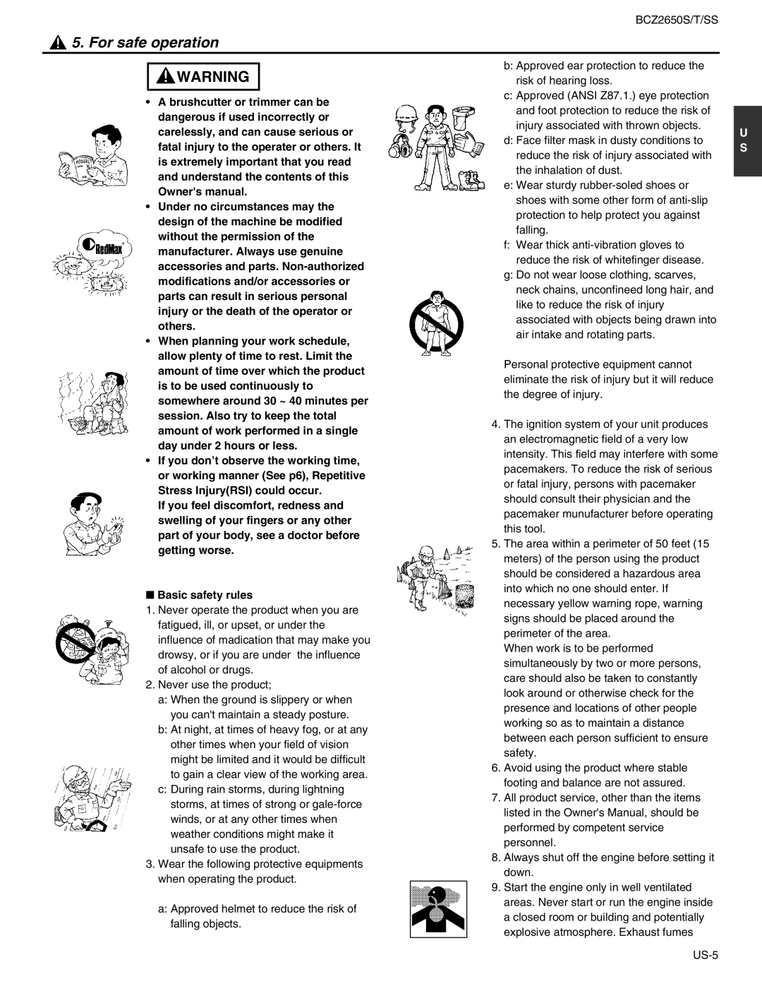 RedMax BCZ2650SS, BCZ2650T manual For safe operation 