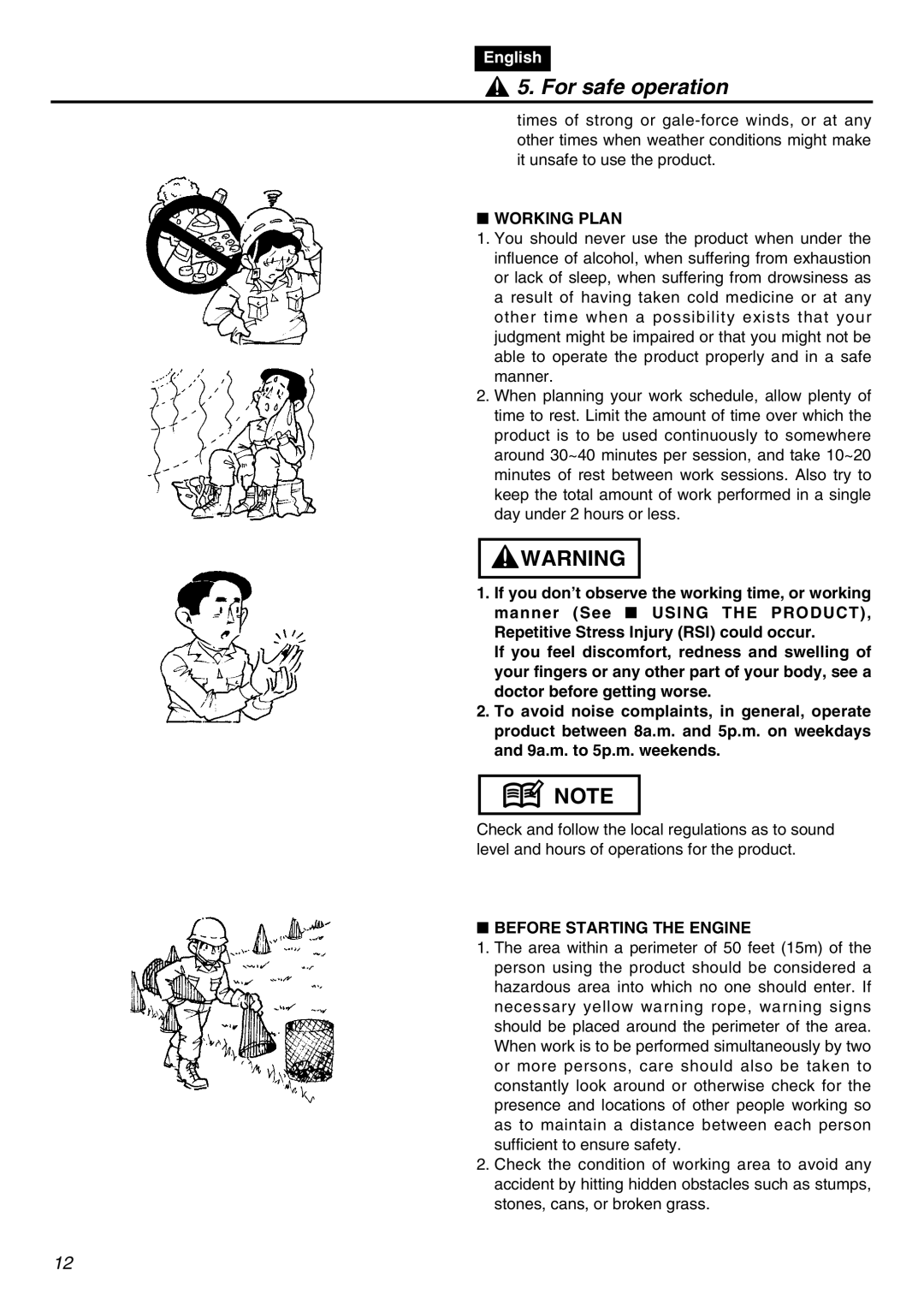 RedMax BCZ3001SW-CA, BCZ3001S-CA manual Working Plan, Before Starting the Engine 