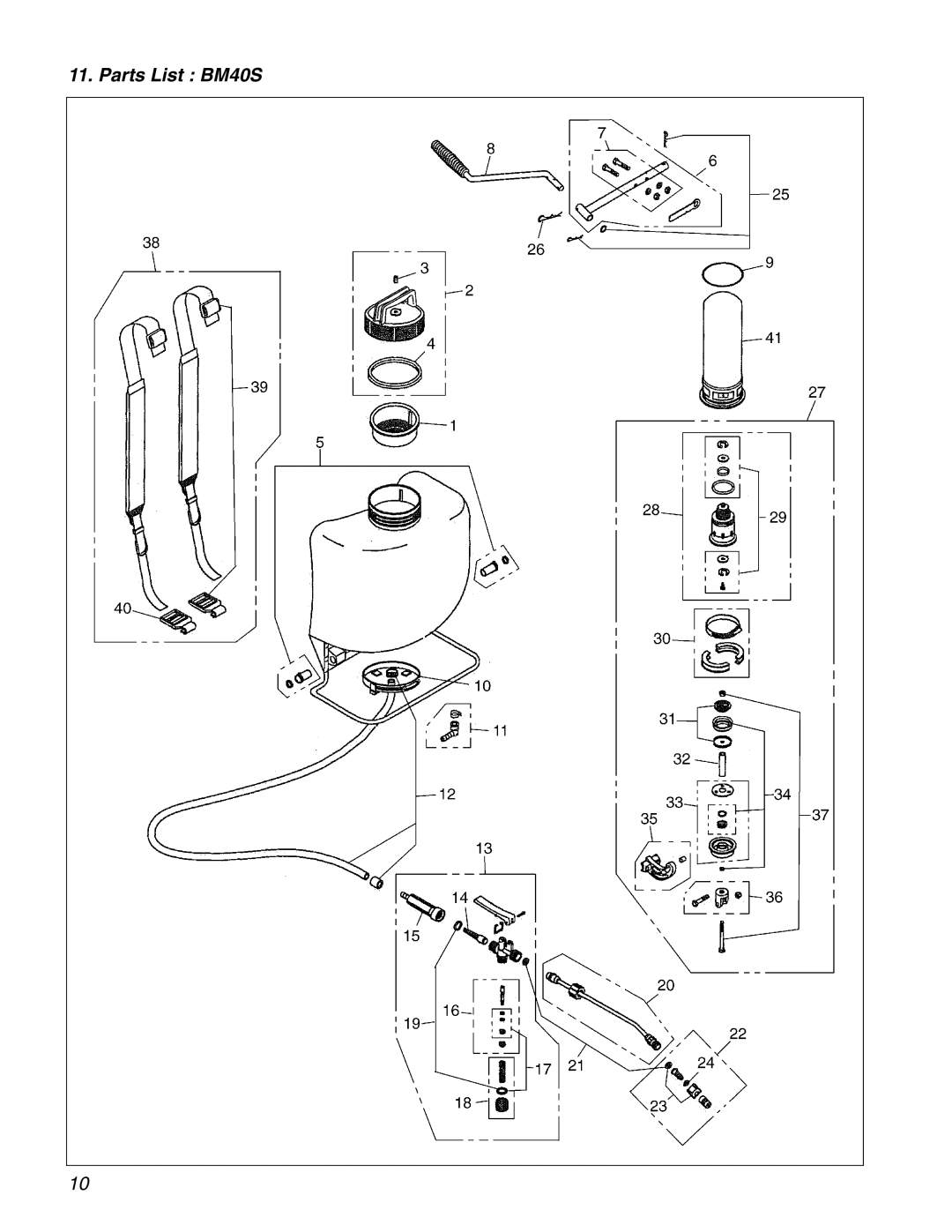 RedMax manual Parts List BM40S 