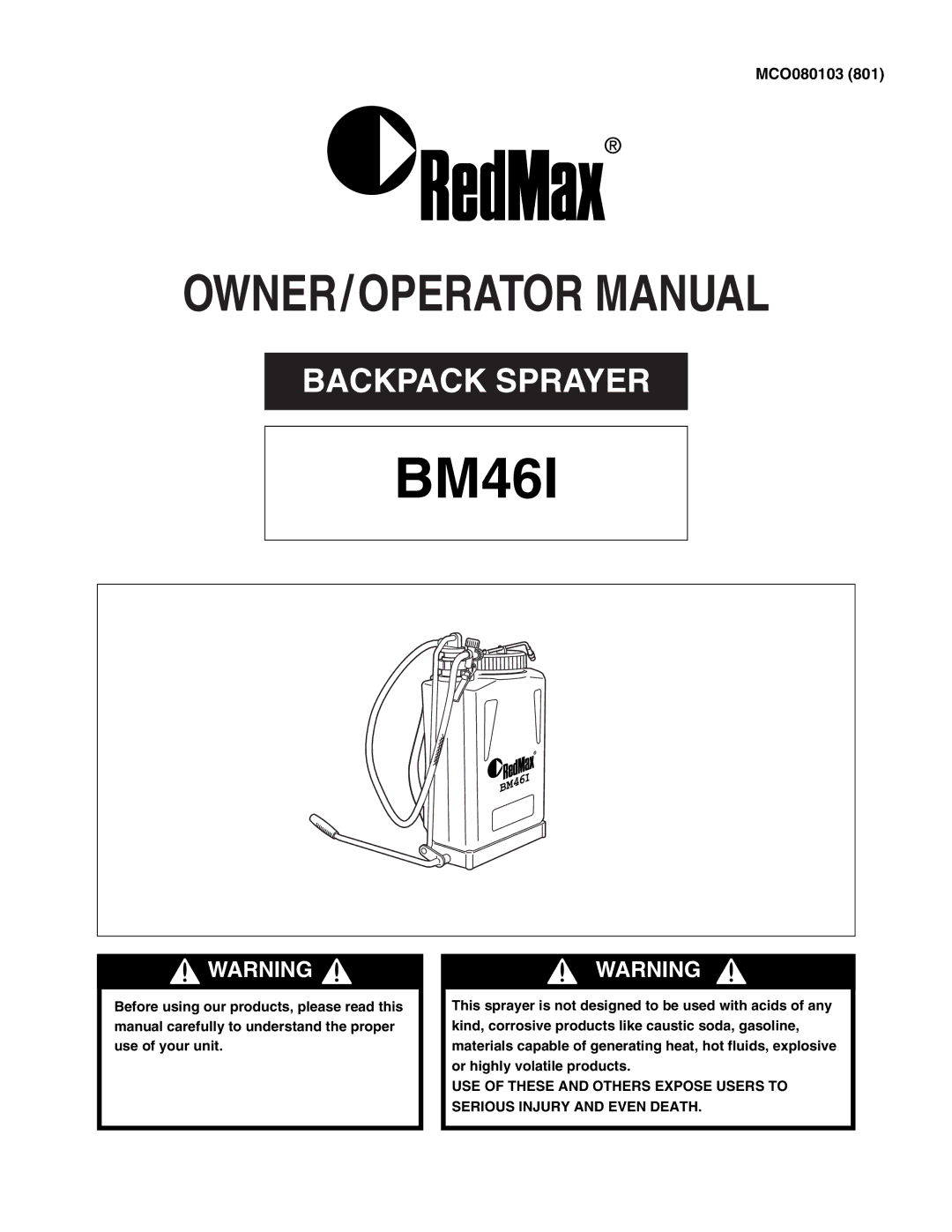 RedMax BM461 manual BM46I 