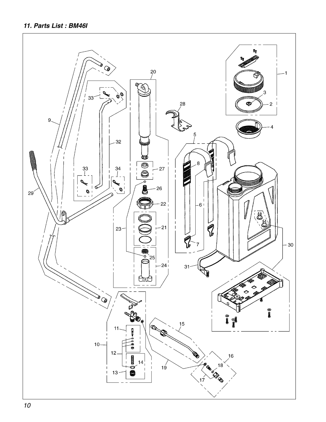 RedMax BM461 manual Parts List BM46I 