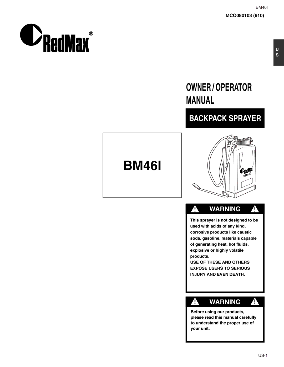 RedMax BM46I manual 