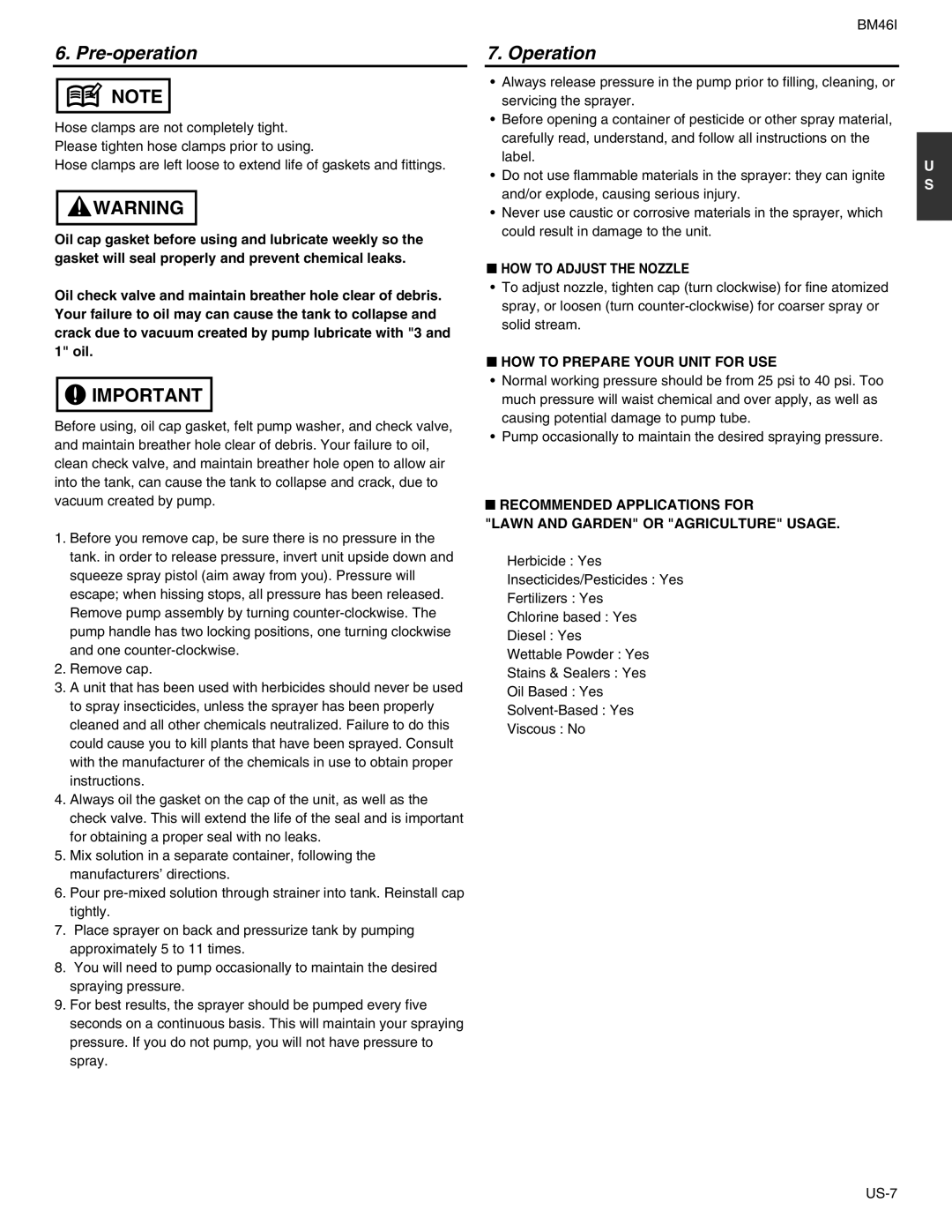 RedMax BM46I manual Pre-operation, Operation, HOW to Adjust the Nozzle, HOW to Prepare Your Unit for USE 