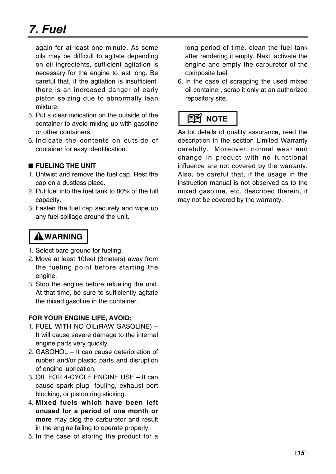 RedMax BT250 manual Fueling the Unit, For Your Engine LIFE, Avoid 