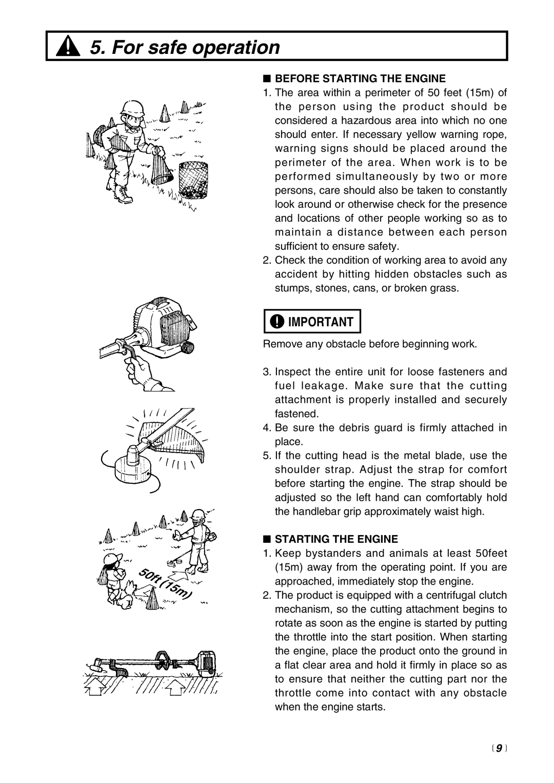 RedMax BT250 manual  9 , For safe operation, Before Starting The Engine 