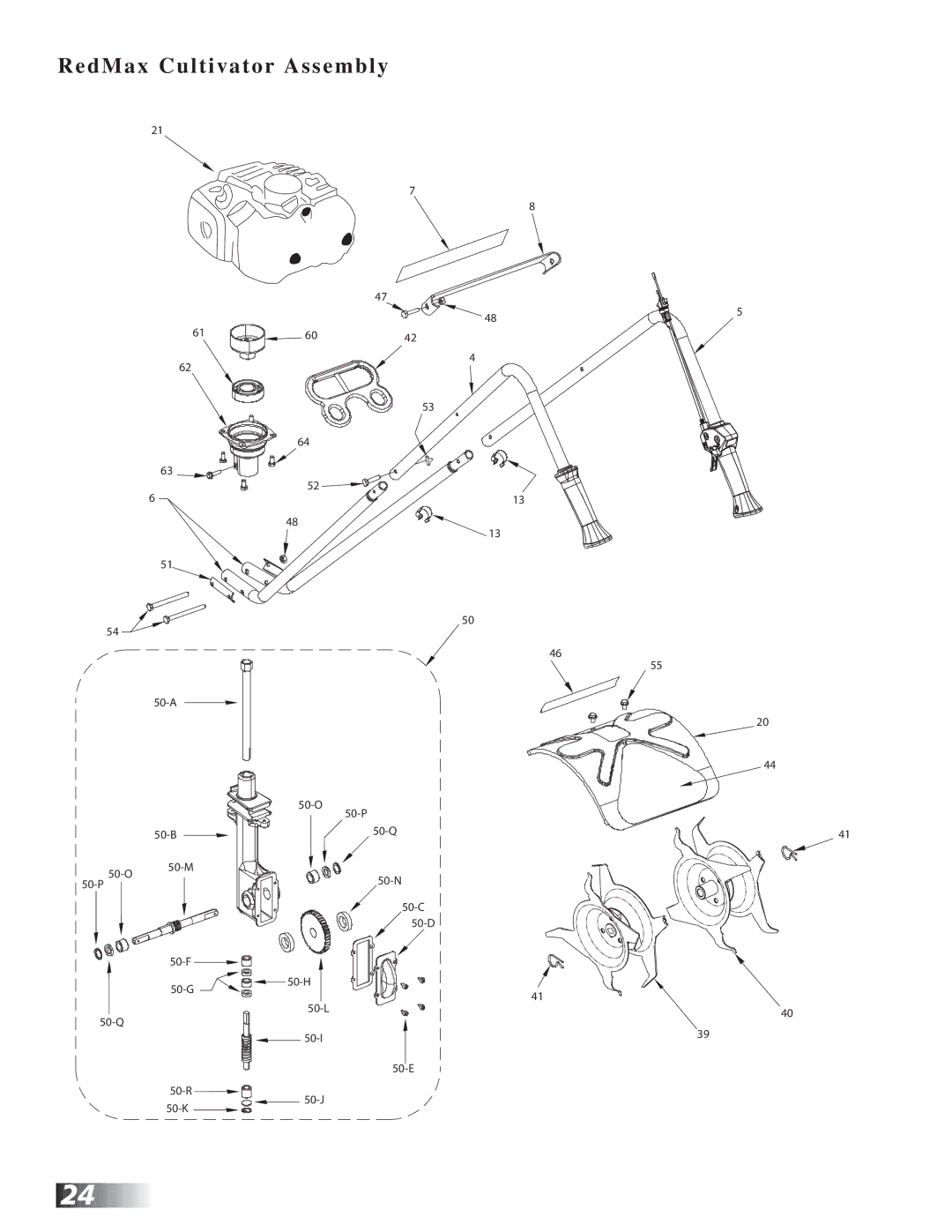 RedMax CV225 manual RedMax Cultivator Assembly 