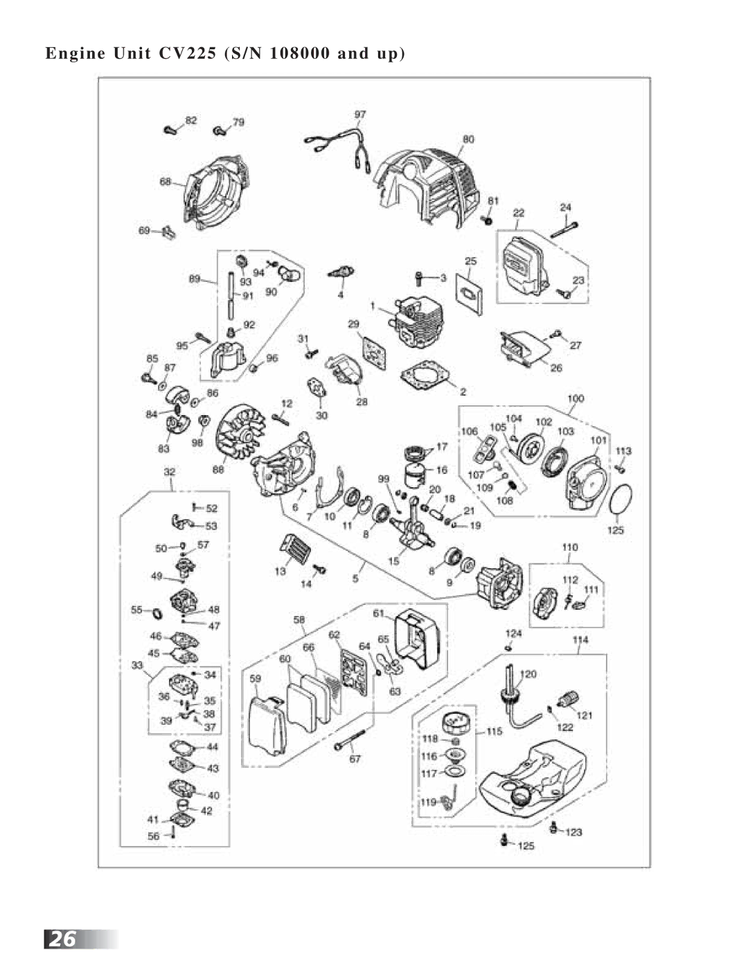 RedMax manual Engine Unit CV225 S/N 108000 and up 